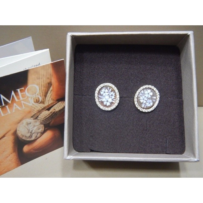 Italian Cameo lobe earrings in burnished silver and zircons