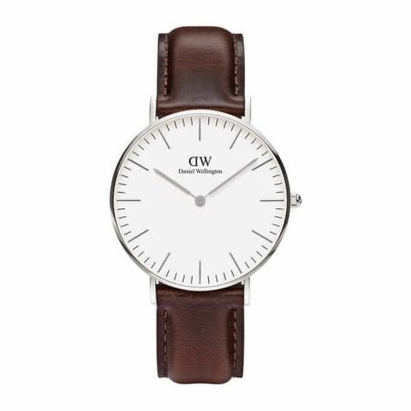 Daniel Wellington Damen silberne Classic Bristol braune Uhr