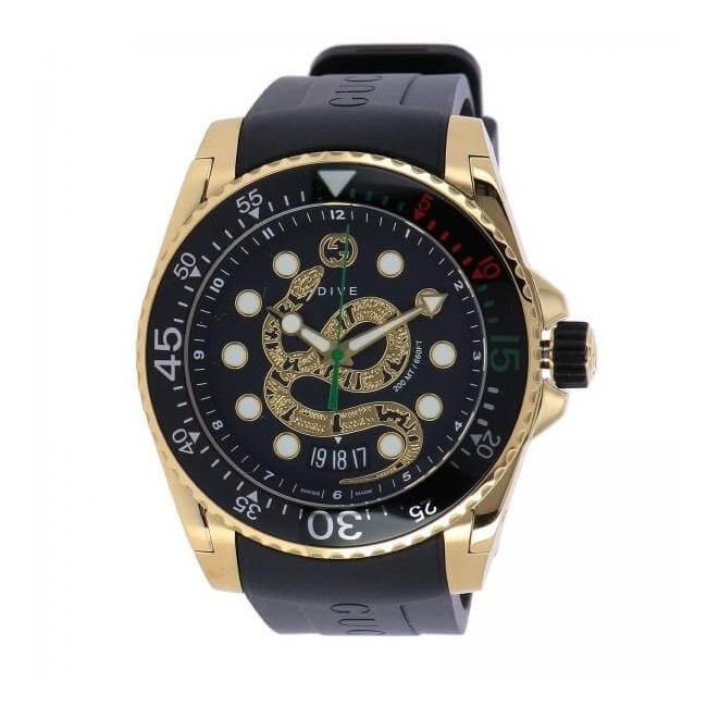 Gucci Herrenuhr Dive Goldschlangengummi - YA136219