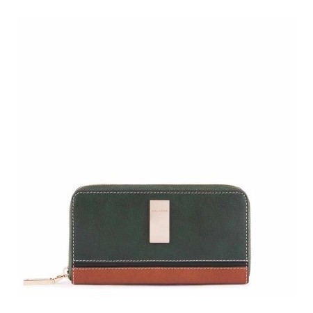 Piquadro women's wallet with four compartments with zip, two-tone green