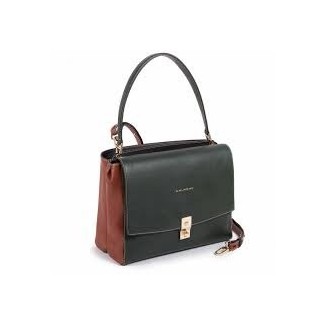 Piquadro Green woman shoulder bag with leather handle