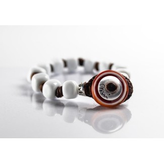 Bracciale Moi con perle in vetro bianco Niveo unisex