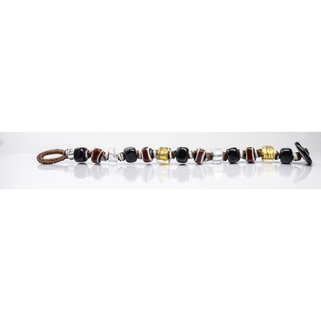 Moi bracelet with brown Plata unisex glass beads