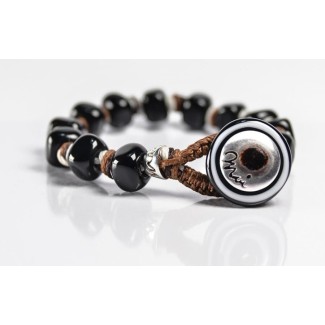 Bracciale Moi con perle in vetro nero San Lorenzo unisex