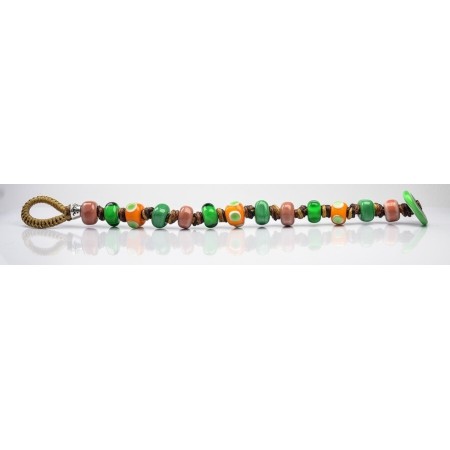 Bracciale Moi con perle in vetro verde e arancio Jump unisex