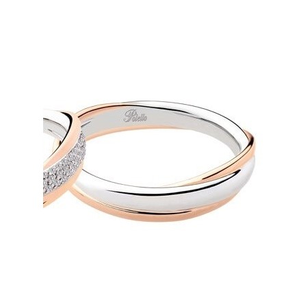 Fede Nuziale Uomo Polello oro bianco e rosa intreccio - L2890UBR