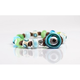 Bracciale Moi Aura con perle in vetro verde acqua e turchese unisex