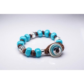 Moi Cilestrino Armband mit hellblauen Unisex-Glasperlen