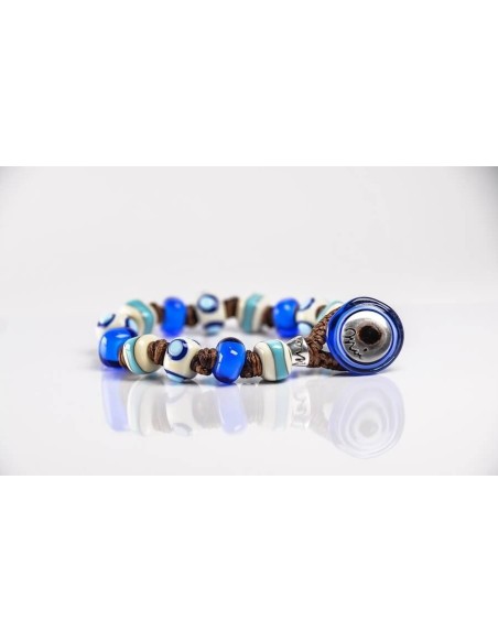 Moi Ebermund Armband mit Unisex Blau und Sand Glasperlen