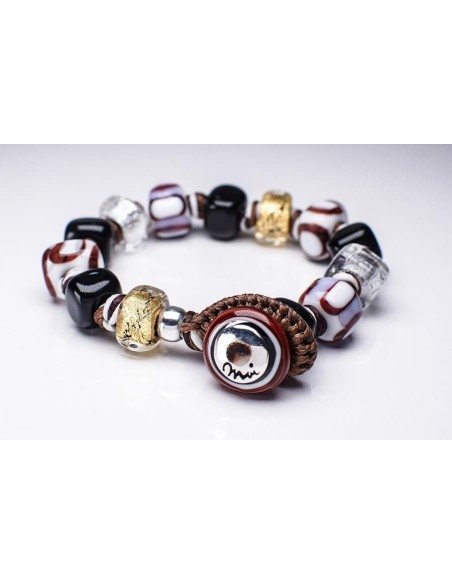 Moi Galante bracelet with glass beads with unisex gold leaf