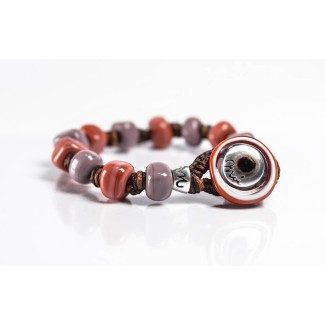 Bracciale Moi Morgan con perle in vetro rosso e fango  unisex