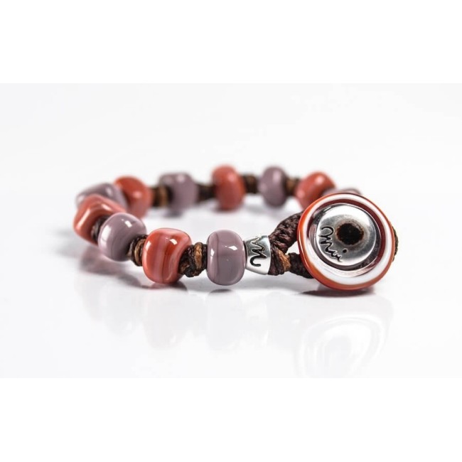 Moi Morgan Armband mit Unisex-Rot- und Schlammglasperlen