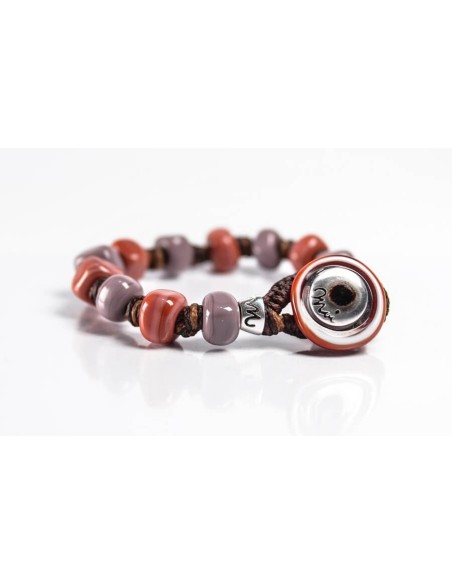 Moi Morgan bracelet with unisex red and mud glass beads