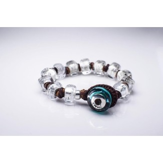 Moi Ottawa bracelet with glass beads with unisex silver leaf