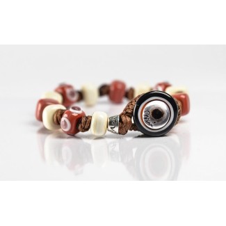 Moi Babele bracelet with unisex brown and beige glass beads