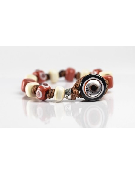 Bracciale Moi Babele con perle in vetro marrone e beige unisex