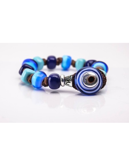 Moi Poseidon bracelet with unisex blue and light blue glass beads