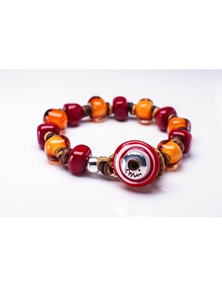Moi Ombra Rossa Armband mit Unisex roten und orangefarbenen Glasperlen