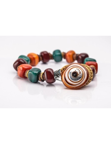 Moi Maiolico bracelet with unisex warm tone glass beads