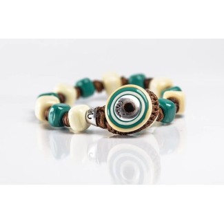 Moi Salina Armband mit Unisex Sand und hellblauen Glasperlen