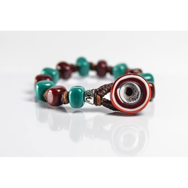Bracciale Moi Ottanio con perle in vetro verdi e bordeaux unisex