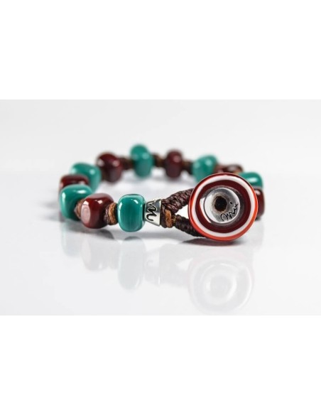Moi Ottanio bracelet with unisex green and burgundy glass beads