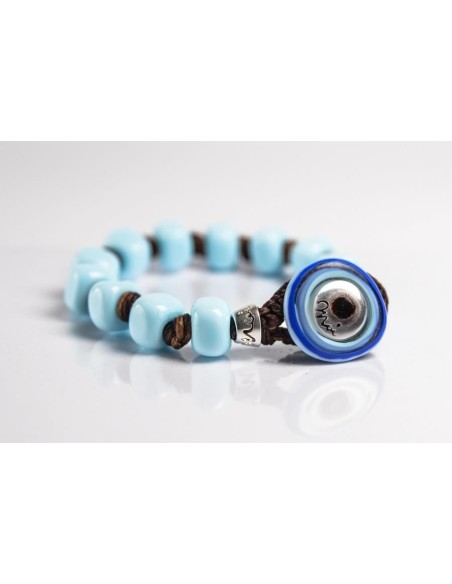 Bracciale Moi Opale con perle in vetro celeste opalescente unisex