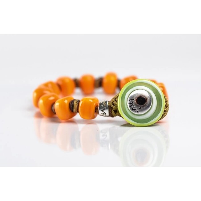 Moi Gulal bracelet with unisex orange glass beads