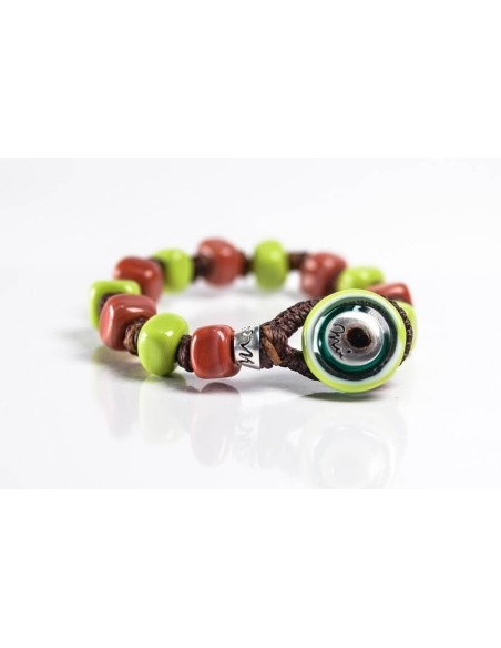Bracciale Moi Gaston con perle in vetro arancio e verde unisex