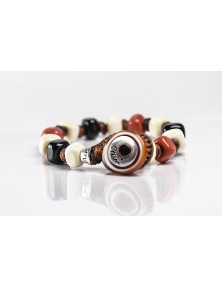Moi Coriolano bracelet with unisex beige and caramel glass beads