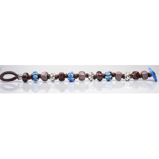 Bracciale Moi Amos Silver con perle in vetro bordeaux, blu e argento 2