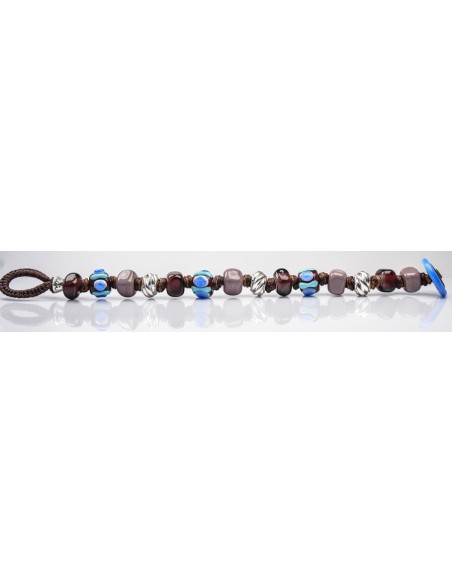 Bracciale Moi Amos Silver con perle in vetro bordeaux, blu e argento