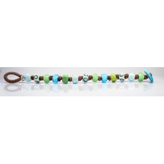 Moi Aura bracelet with unisex teal and turquoise glass beads 2