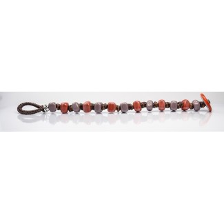 Moi Morgan bracelet with unisex red and mud glass beads 2