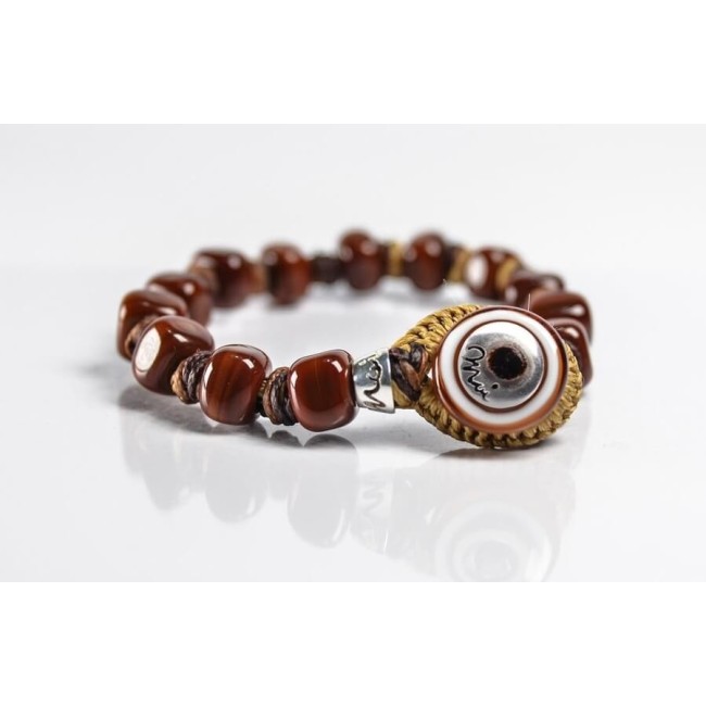 Bracciale Moi Cocoa con perle in vetro marrone cioccolato unisex