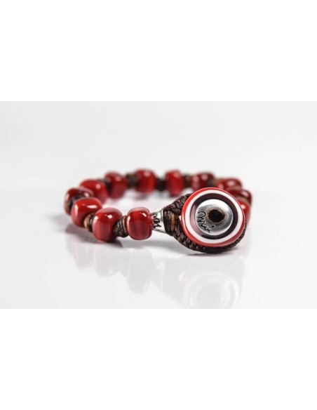 Moi Carmine bracelet with unisex red glass beads