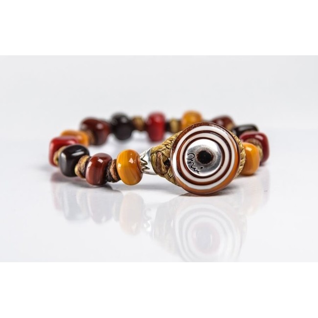 Moi Bruno bracelet with unisex warm tone glass beads