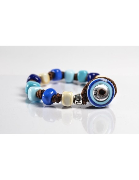 Bracciale Moi Borea con perle in vetro in gradazioni di blu unisex