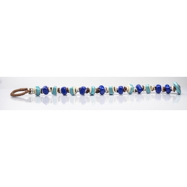 Bracciale Moi Mediterraneo con perle in vetro blu e celeste unisex