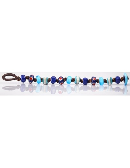 Moi Hermit Crab bracelet with glass beads in shades of blue unisex