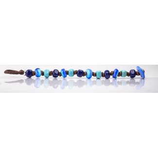 Moi Poseidon bracelet with unisex blue and light blue glass beads 2