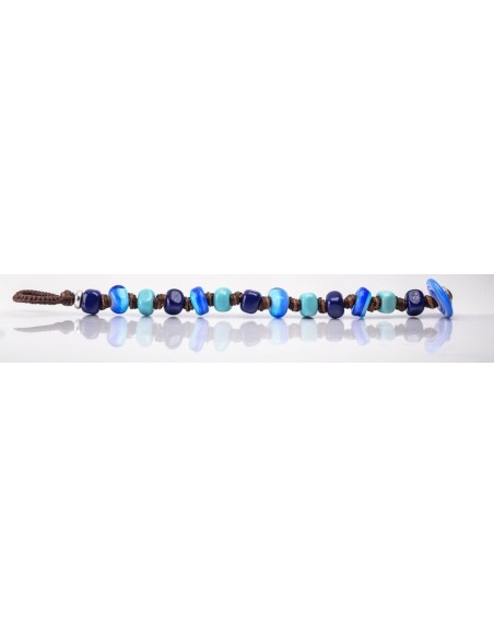 Moi Poseidon bracelet with unisex blue and light blue glass beads