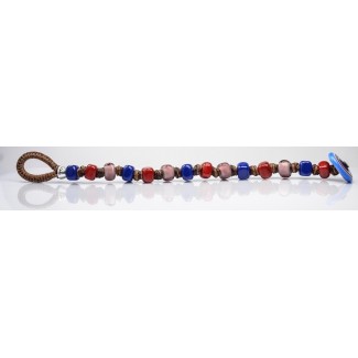Moi School bracelet with unisex blue and red glass beads 2