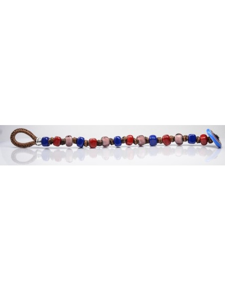 Moi School bracelet with unisex blue and red glass beads