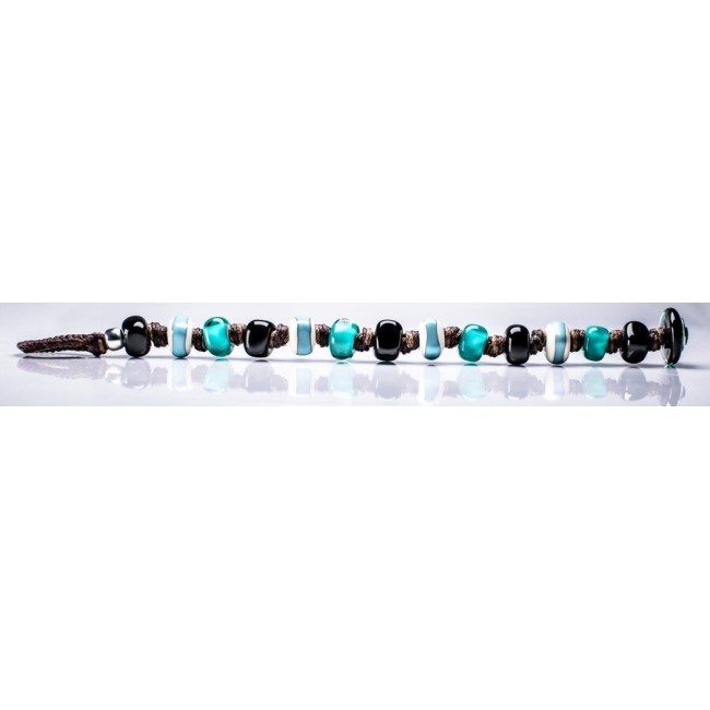 Moi Zagara bracelet with unisex black and turquoise glass beads