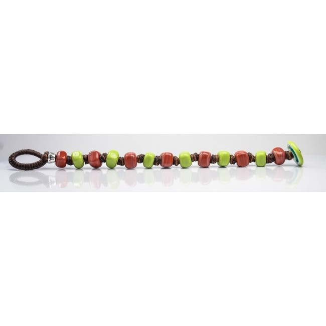 Moi Gaston bracelet with unisex orange and green glass beads