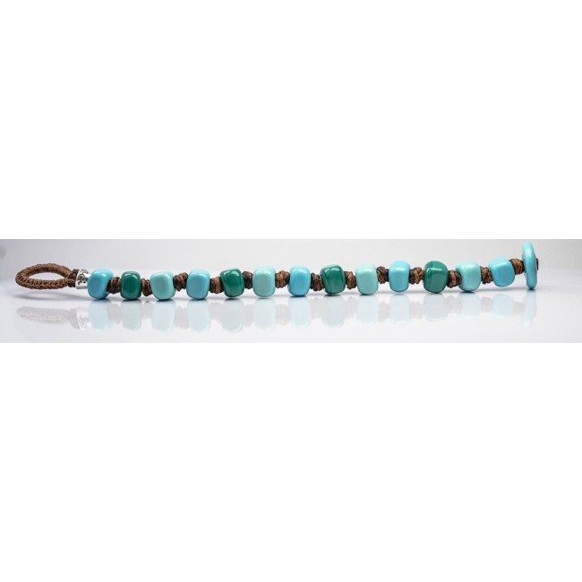 Moi Grecale bracelet with unisex light blue and green glass beads