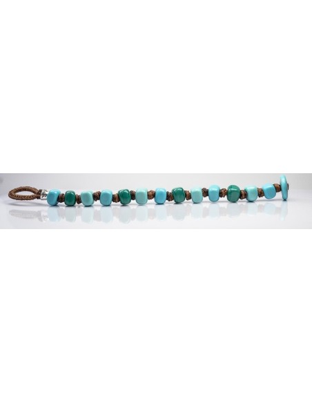 Moi Grecale bracelet with unisex light blue and green glass beads