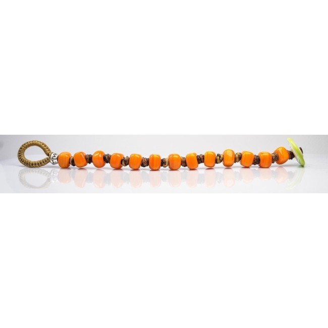 Moi Gulal bracelet with unisex orange glass beads