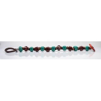 Bracciale Moi Ottanio con perle in vetro verdi e bordeaux unisex 2